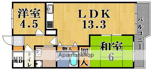 三和平城グランドパレス(2LDK/4階)の間取り写真