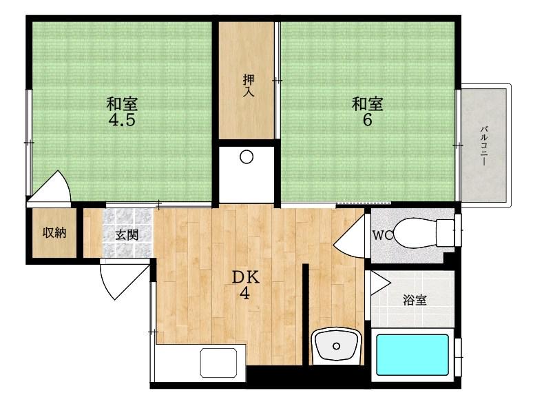 サンハイツ(2DK/2階)の間取り写真