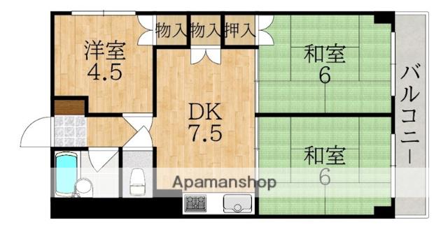 富雄駅前木村ビル(3DK/4階)の間取り写真