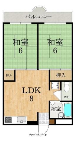 マンション城西(2DK/3階)の間取り写真