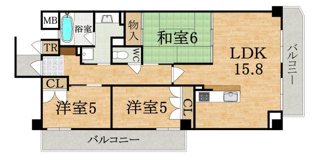 エクステージ東生駒(3LDK/4階)の間取り写真