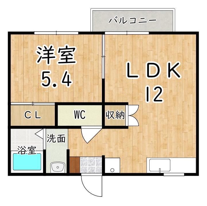 ドミール花園(1LDK/1階)の間取り写真