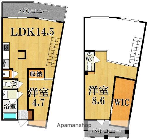 近鉄難波・奈良線 学園前駅(奈良) バス乗車時間：12分 東登美ヶ丘一丁目バス停で下車 徒歩2分 3階建 築24年(2LDK/1階)の間取り写真
