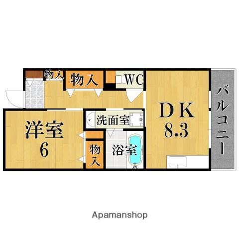 UR奈良学園前・鶴舞(1DK/1階)の間取り写真