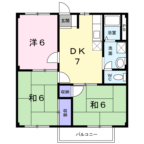 セピアコート(3DK/2階)の間取り写真
