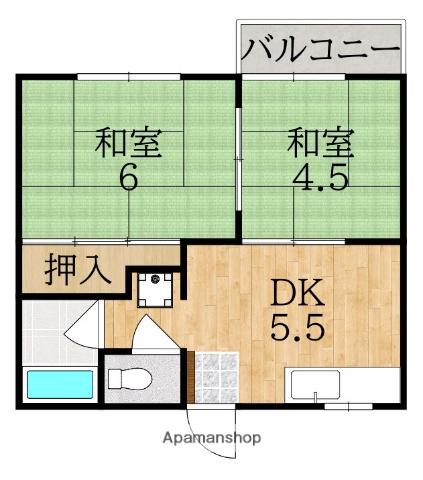 ラブリーハイツ (2DK/2階)の間取り写真