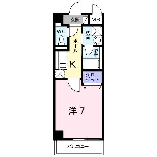 サンシャイン富雄駅前(1K/3階)の間取り写真