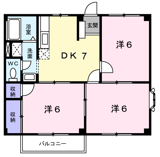 コーポリッチハーベスト(3DK/2階)の間取り写真