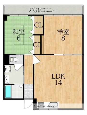 学園前ガーデンハイツ(2LDK/5階)の間取り写真