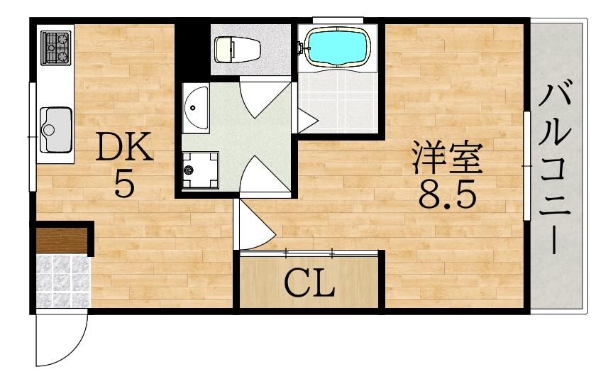 学園南ハイツ(1DK/3階)の間取り写真