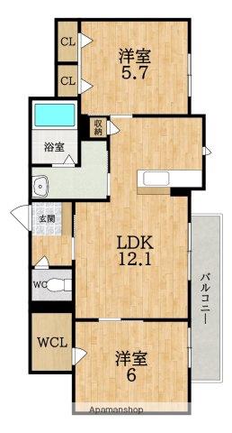 RESPASS DURPO 堀内 C(2LDK/2階)の間取り写真