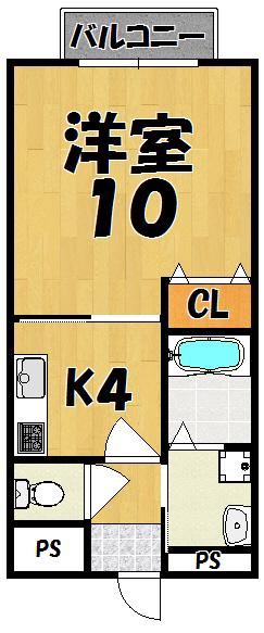 アムール野村Ⅲ(1K/1階)の間取り写真