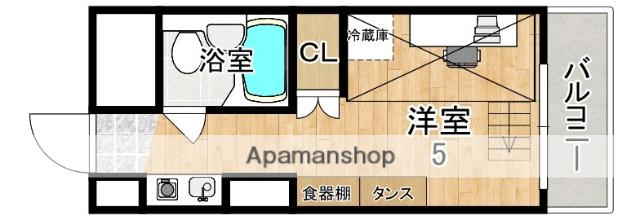 若草女子学生ハイツ(ワンルーム/4階)の間取り写真