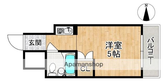 若草女子学生ハイツ(ワンルーム/5階)の間取り写真