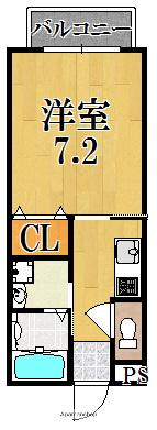 ヴェルクール西大寺II(1K/2階)の間取り写真