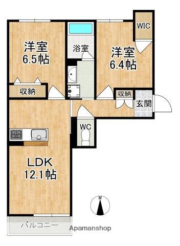 ベレオ小町(2LDK/1階)の間取り写真