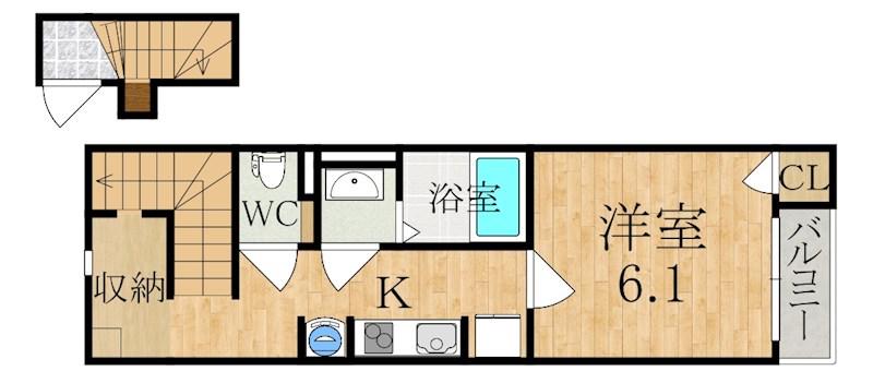 クレイノ聡(1K/2階)の間取り写真