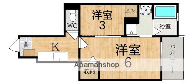 ウィンドミルヤマト(1K/1階)の間取り写真