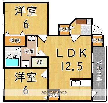 サンモールA(2LDK/1階)の間取り写真