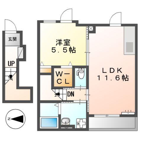 GEMINI 2(1LDK/2階)の間取り写真