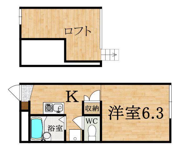 レオパレス 古都(1K/1階)の間取り写真