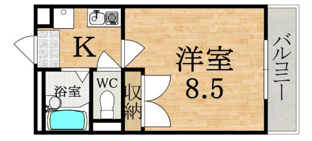 レオパレス二上(1K/3階)の間取り写真