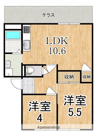 サニーヒルA(2LDK/1階)の間取り写真