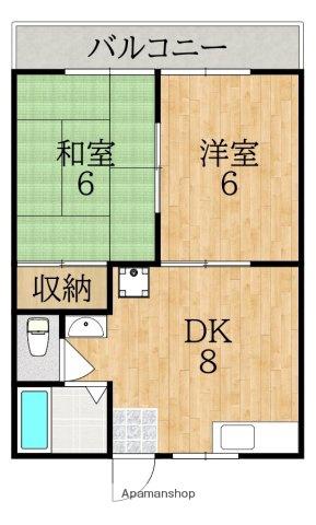 ドミール学園前Ⅱ(2DK/2階)の間取り写真