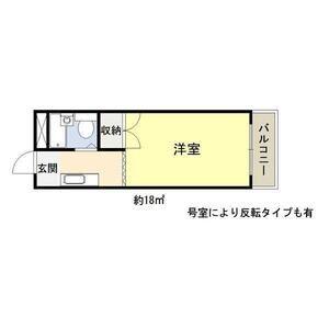 フラッツ下狛(ワンルーム/3階)の間取り写真