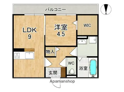 シュエット(1LDK/1階)の間取り写真