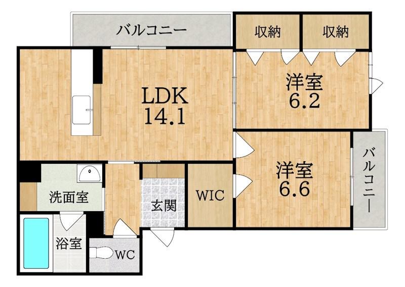 VIA SOLE BEREO(2LDK/2階)の間取り写真
