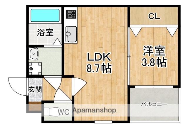ジーメゾン奈良大森カルム(1LDK/1階)の間取り写真