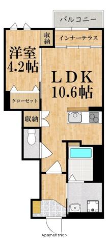 ブライテージ南道穂(1LDK/1階)の間取り写真