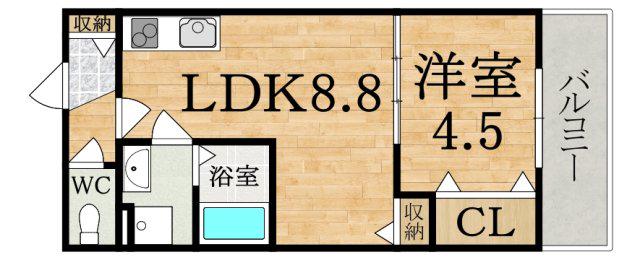 クレアール五位堂(1LDK/1階)の間取り写真