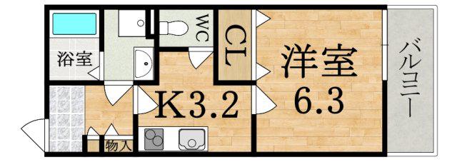 クレアール五位堂(1K/3階)の間取り写真