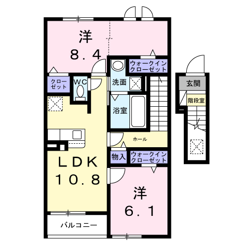 カリーノ2(2LDK/2階)の間取り写真