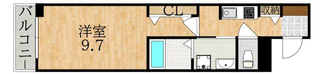 リエゾン学園前(1K/3階)の間取り写真