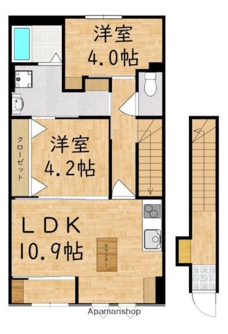 磯壁アパート(2LDK/2階)の間取り写真