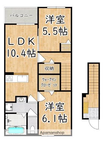 ロジュマン・ボヌール(2LDK/2階)の間取り写真