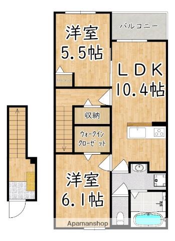 ロジュマン・ボヌール(2LDK/2階)の間取り写真