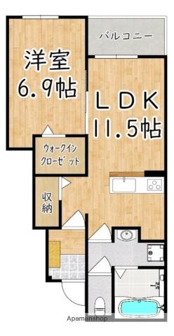 ロジュマン・ボヌール(1LDK/1階)の間取り写真