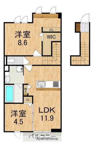 竜田テラス(2LDK/2階)の間取り写真