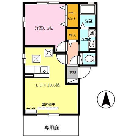 リビングタウン新大宮D(1LDK/2階)の間取り写真