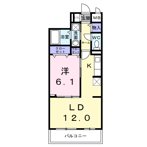 SUNLIT大和郡山(1LDK/2階)の間取り写真