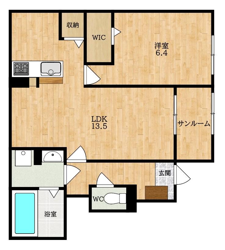 ゴールドメゾン(1LDK/1階)の間取り写真
