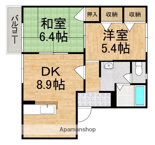 アルカディアみむろA(2LDK/1階)の間取り写真