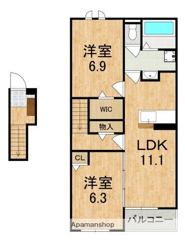 プリュニエ キャトル(2LDK/2階)の間取り写真