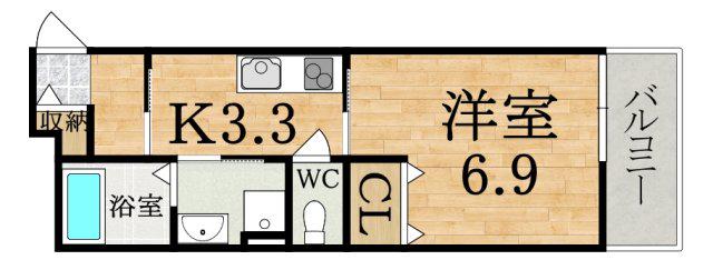 クレアール五位堂(1K/3階)の間取り写真