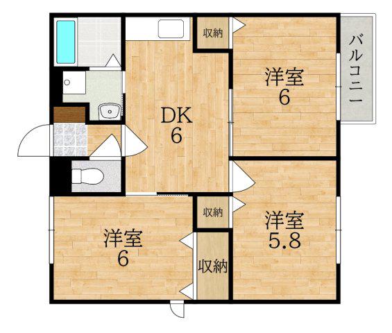 プレミール加茂A(3DK/2階)の間取り写真