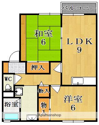 エクレール法蓮1(2DK/2階)の間取り写真